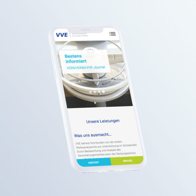 Responsive Darstellung auf einem Smartphone für HDN/HDNA/VVE Versicherungen