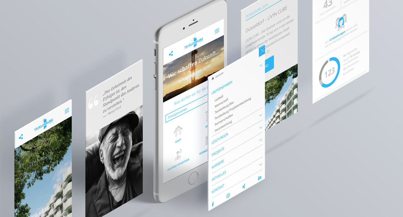 Tecklenburg Bau Düsseldorf und Straelen Webdesign für mobile Endgeräte Responsive Design