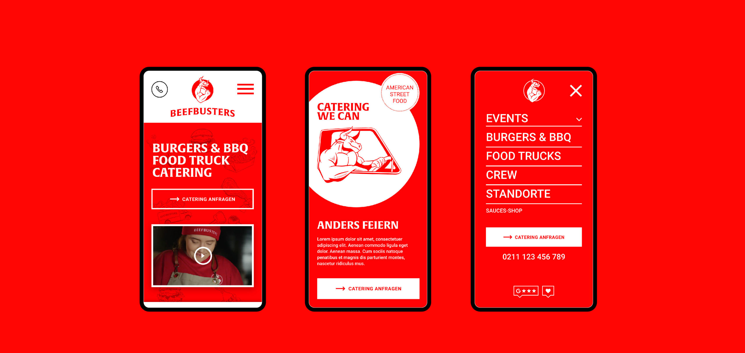 BeefBusters Catering Düsseldorf Webdesign Mobile UX UI Designagentur