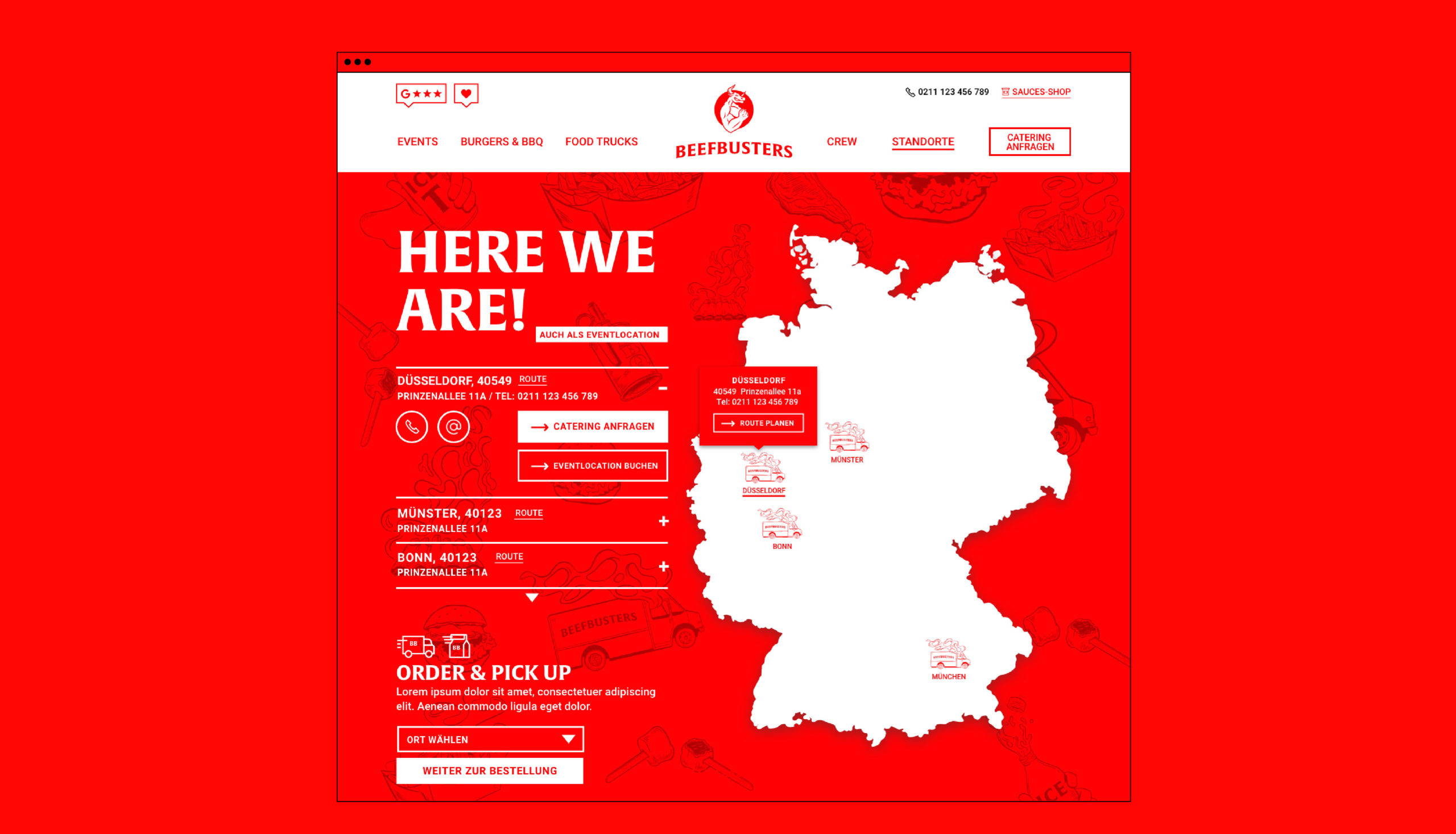 BeefBusters Catering Düsseldorf Webdesign Mobile UX UI Markenstrategie